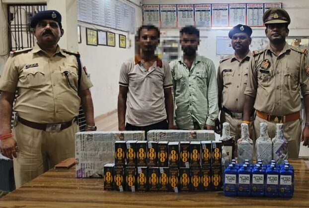 Two smugglers from Bihar arrested in Mughalsarai with illicit English liquor; arrest made by the DRY unit.